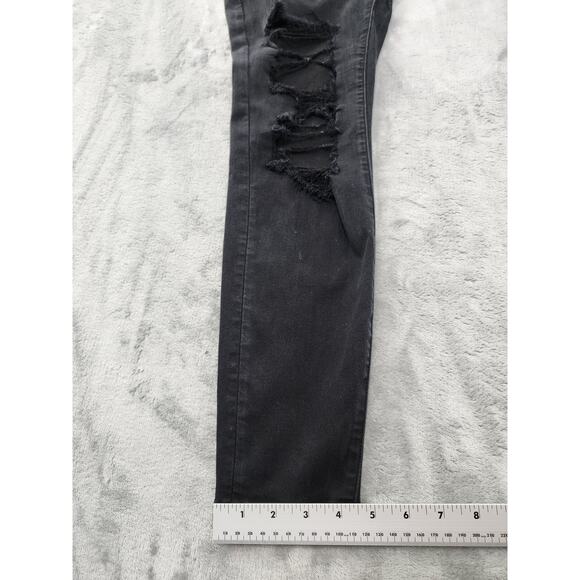 American Eagle Next Level Stretch Curvy Hi-Rise Jegging Size 8 Black Distressed - Picture 15 of 16